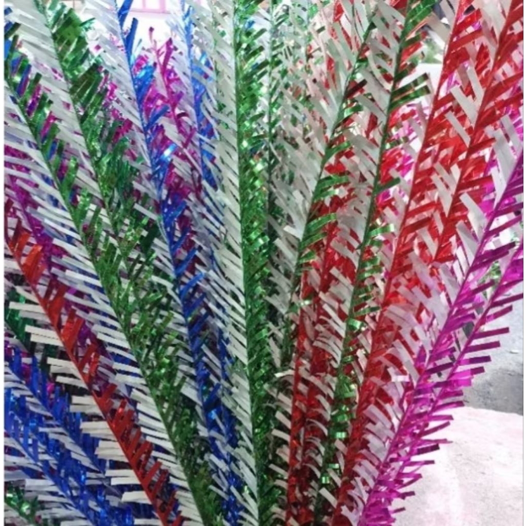 bunga Manggar kembang kelapa dari kertas kilat metalik 1 pak isi 12 batang batang