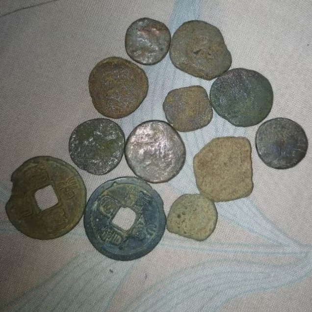 Paket koin kuno lama Chola era Sriwijaya dan koin kepeng