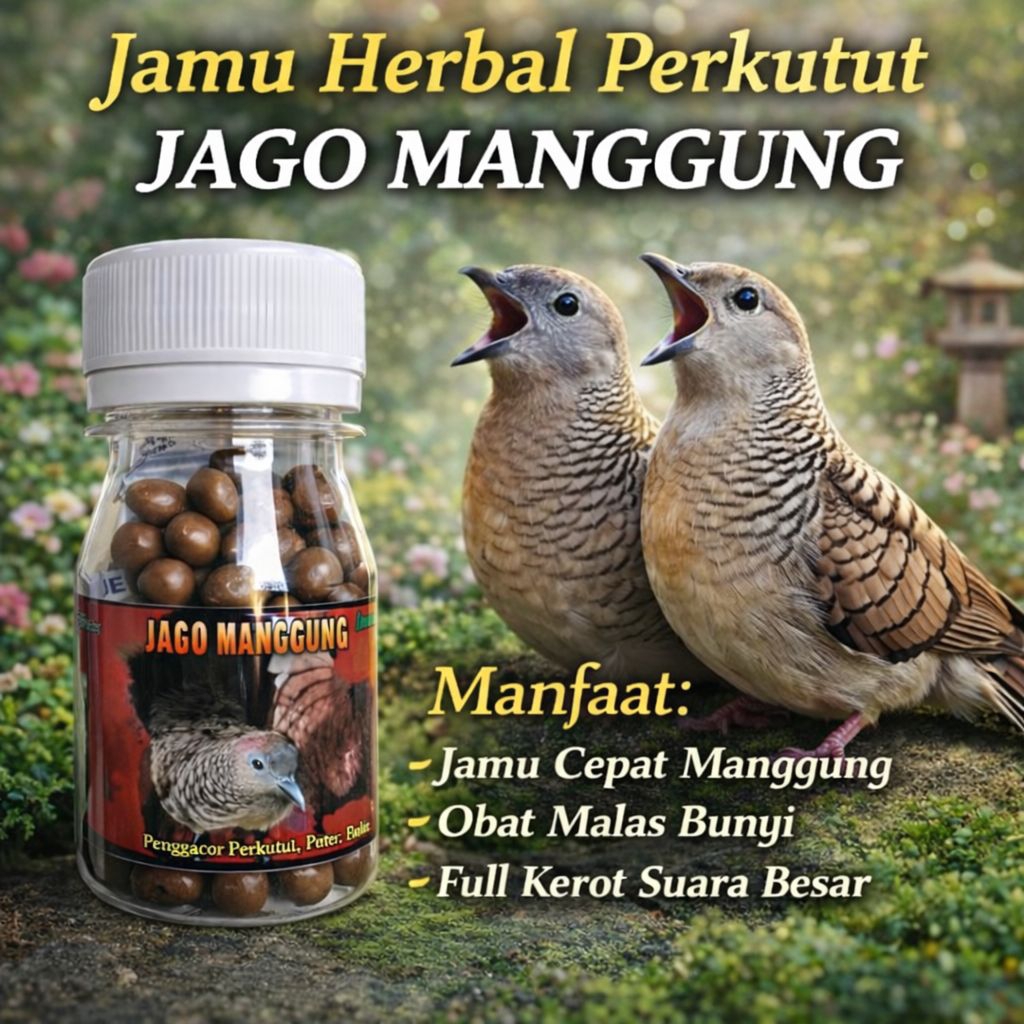 PROMO  100 BUTIR JAMU PERKUTUT JAGO MANGGUNG jamu perkutut cepat bunyi manggung bocor super gacor jo