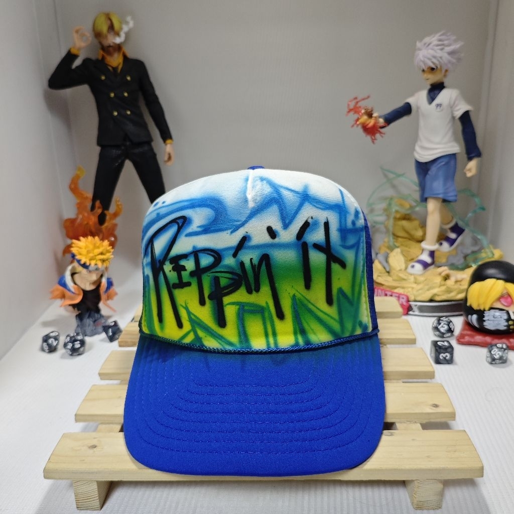 Topi Trucker NISSIN Biru Graffiti Reppin It