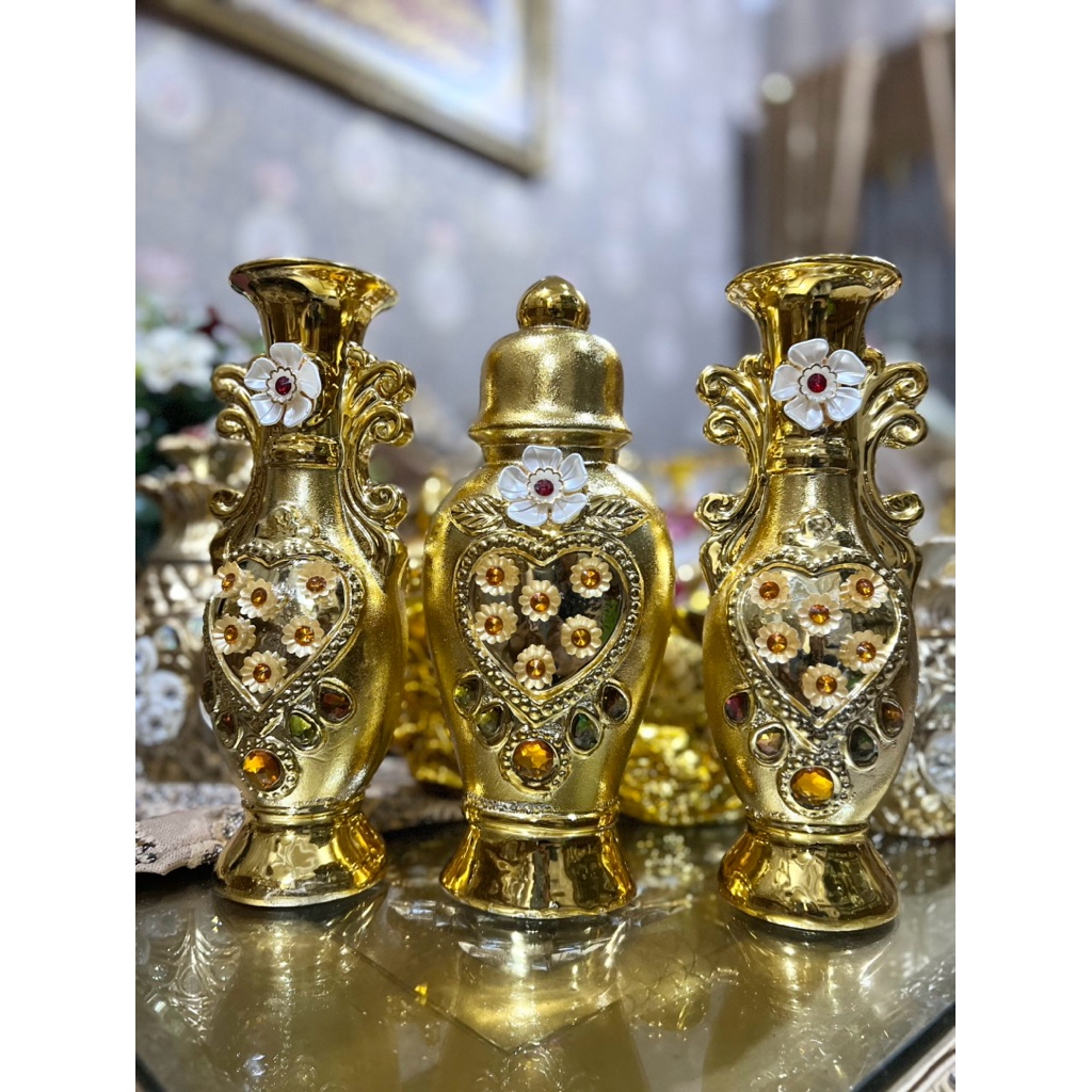 Vas Keramik Gold,Hiasan Lemari