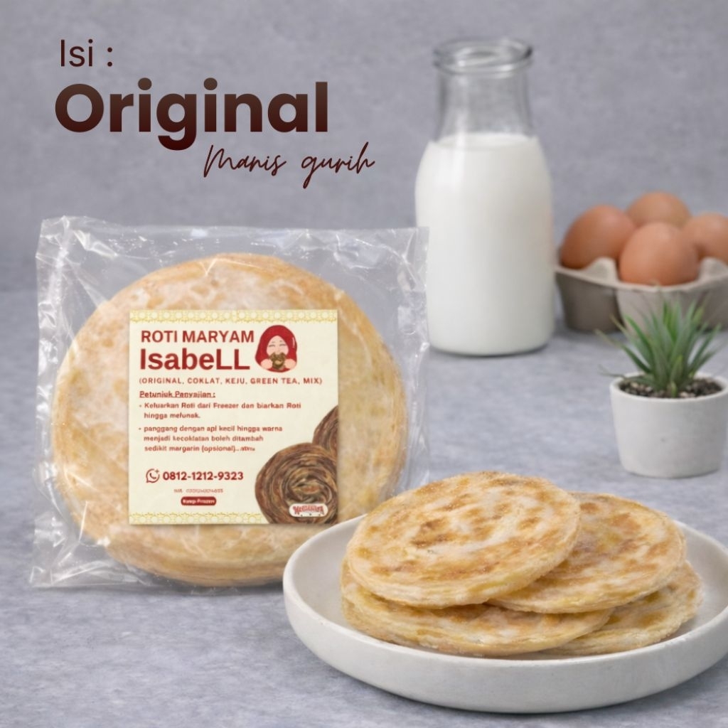 ROTI MARYAM / ROTI CANAI / PARATHA / FATIRA, Varian Original Manis Gurih ( Besar ) , Isi 10, Diamete