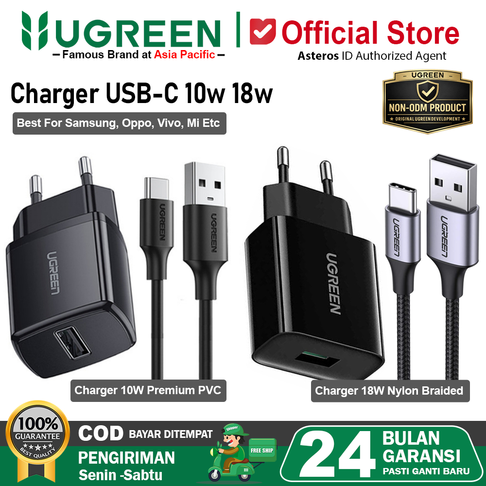 UGREEN Charger Samsung, Oppo, Mi, Vivo USB Type C Fast Charging 10w 15w - 18w
