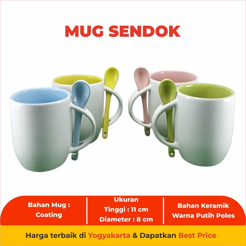 Mug Sendok Estetik | Gelas Keramik dengan Sendok