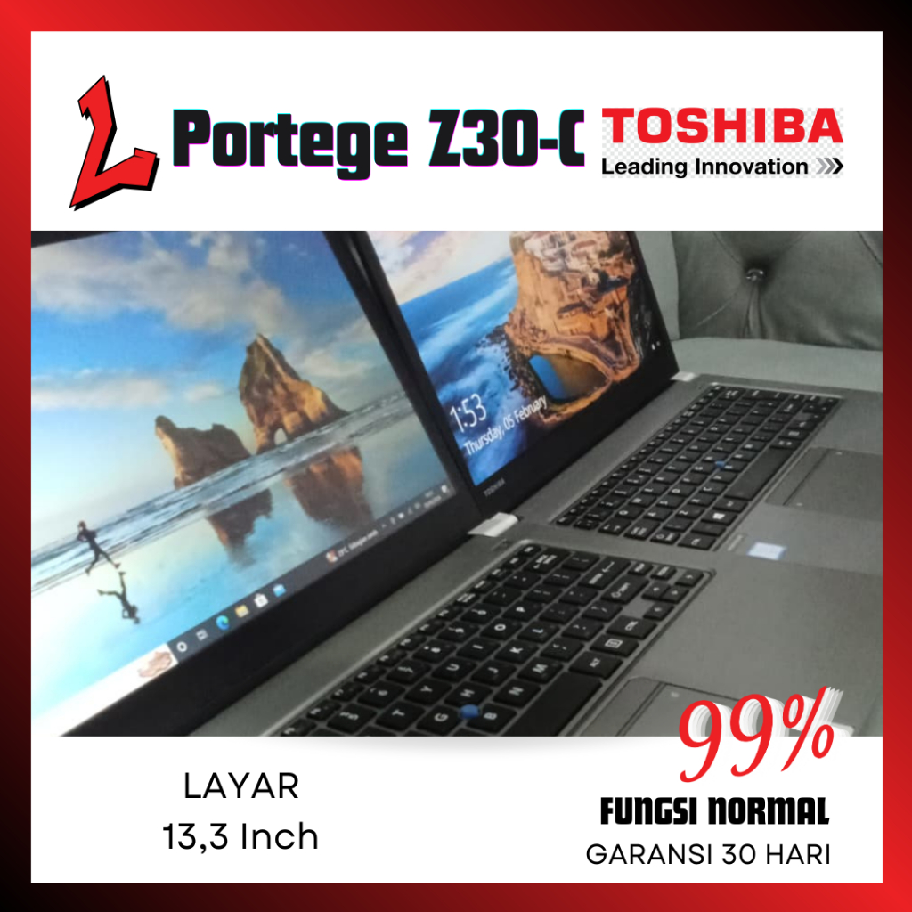 Laptop Toshiba Portege Z30C Z30T-C Core i5 Gen 6 RAM 8GB SSD 128GB Laptop Kerja Second Seken Murah B