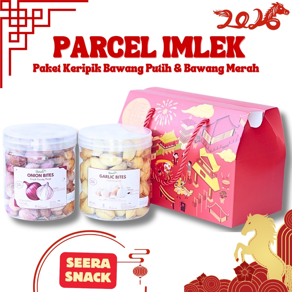 Hampers Imlek Gift Box Paket Keripik Bawang Putih Garlic Bites dan Keripik Bawang Merah Seera Snack