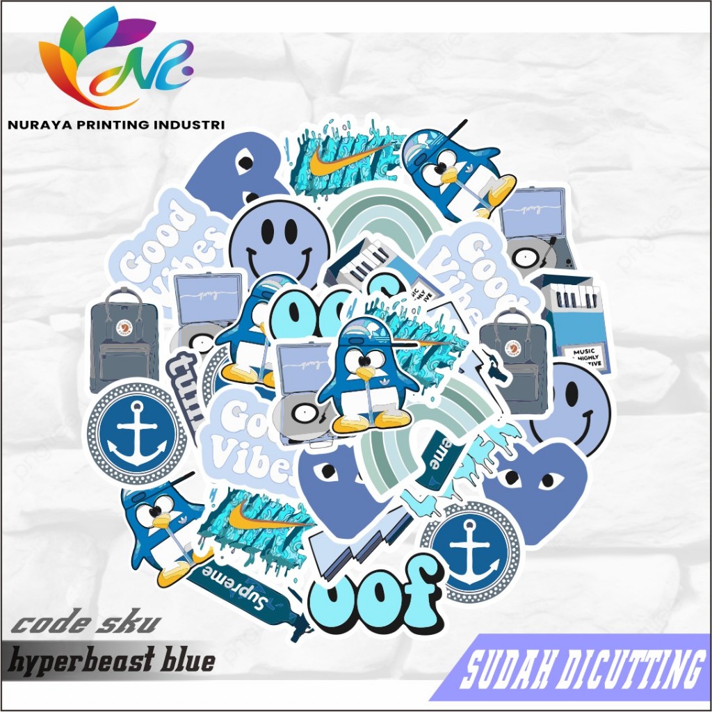 Sticker Pack BLUE AESTHETIC / Stiker Animasi Paper Vinyl Deco Buku Jurnal Tumbler Laptop Aesthetic