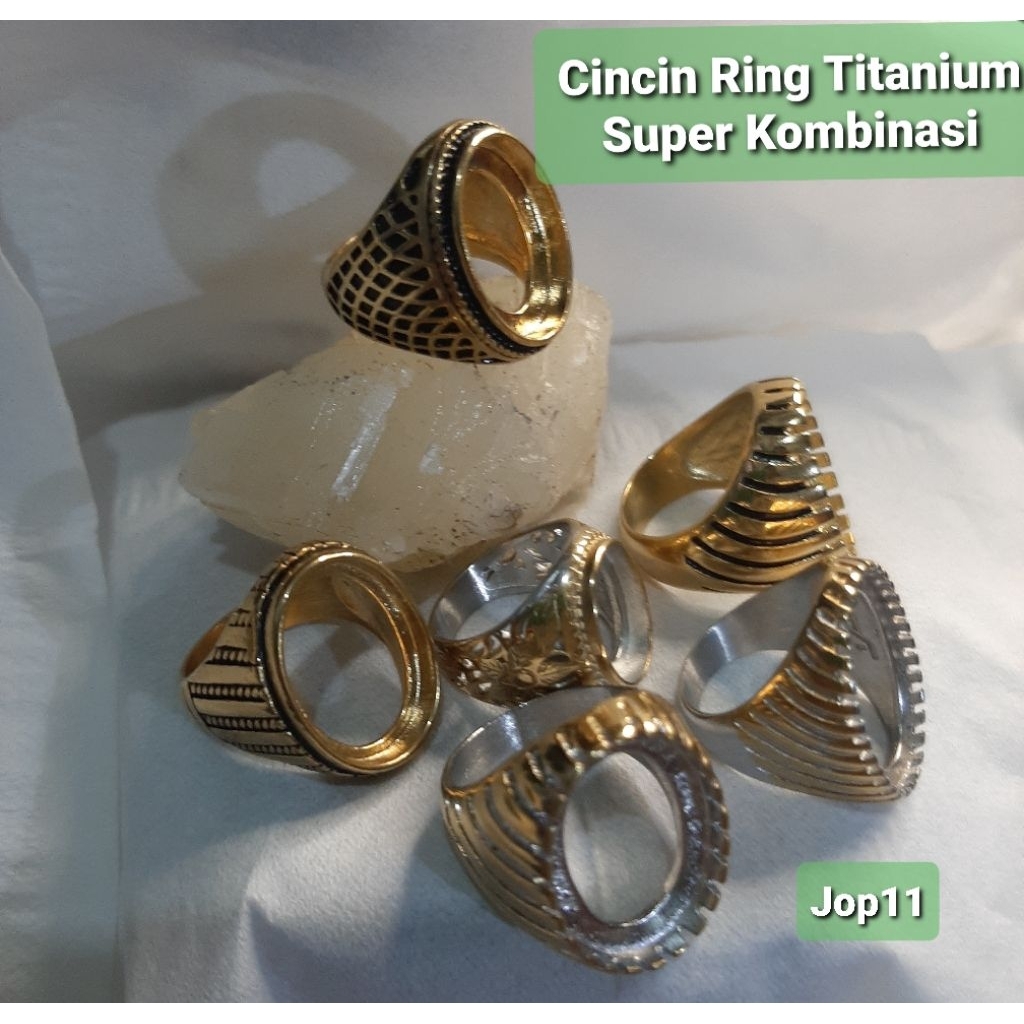 RING Emban Cincin Titanium Super Kombinasi Elegant untuk Batu Tanam Akik Permata Crystal | Ikatan Ci