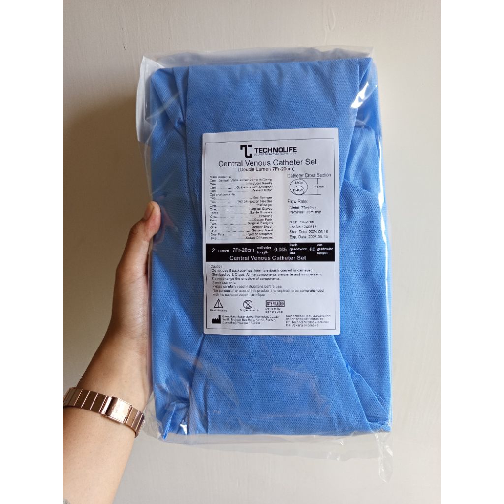 CVC Set Double Lumen 7Fr x 20cm - Central Venous Catheter Kit Steril