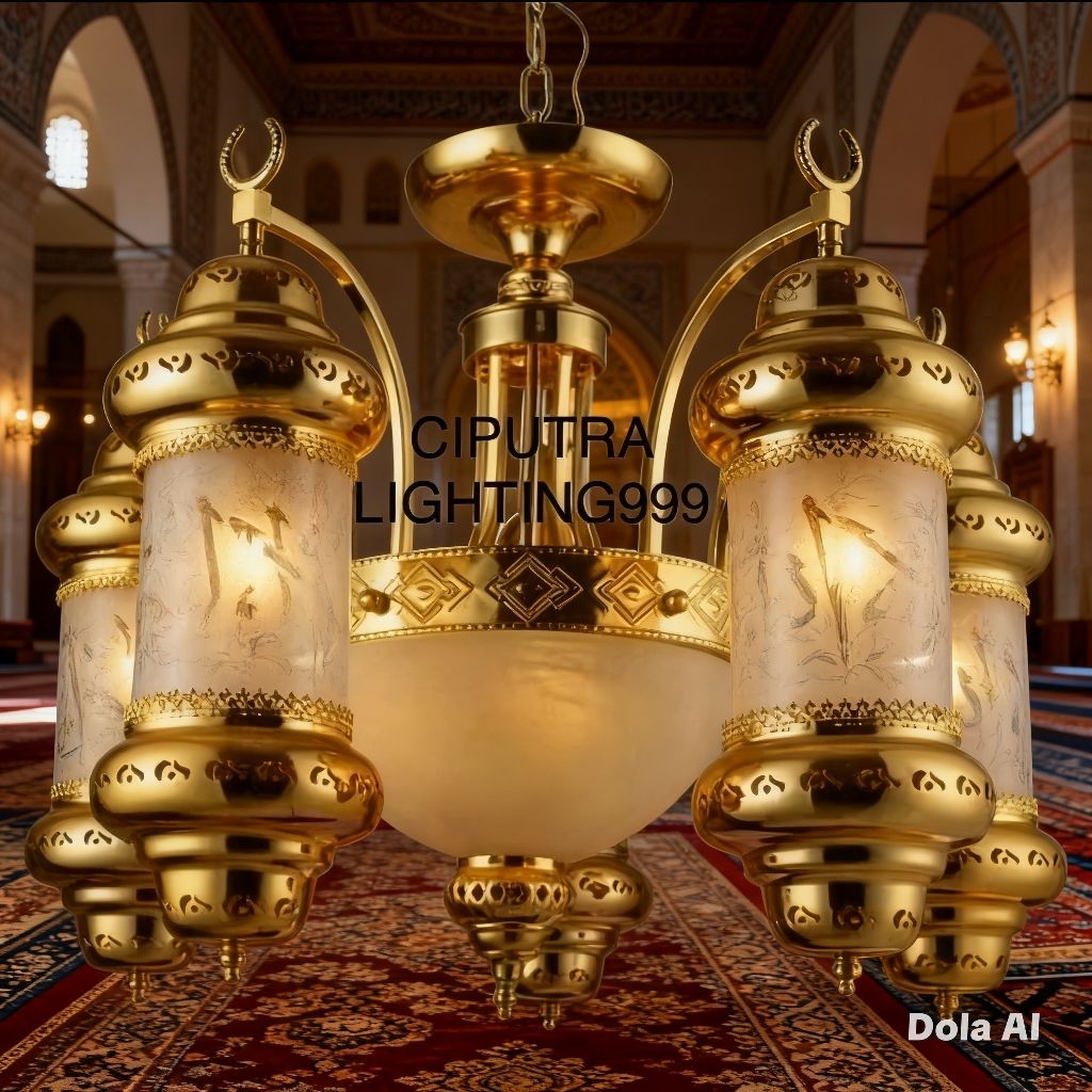 LAMPU GANTUNG HIAS TURKI MASJID MUSHOLLAH NABAWI LAFADZ MEWAH