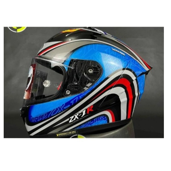 HELM NJS ZX-1R ZX1R MOTIF VOYAGER BLACK DOFF FULL FACE HELMET ORIGINAL SNI