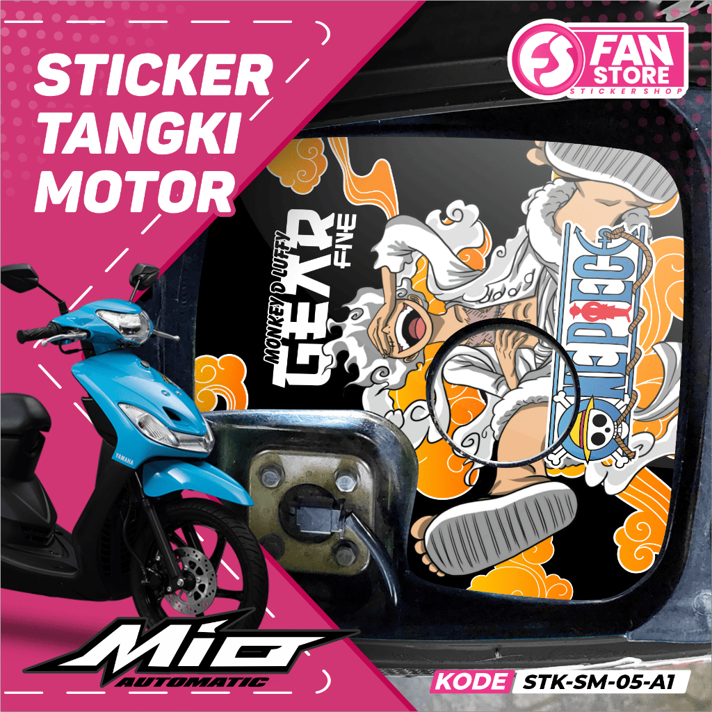 Sticker Pelindung Tangki Motor Mio Sporty Desain One Piece Lucu Tahan Lama Bisa Custom - Stiker Tang