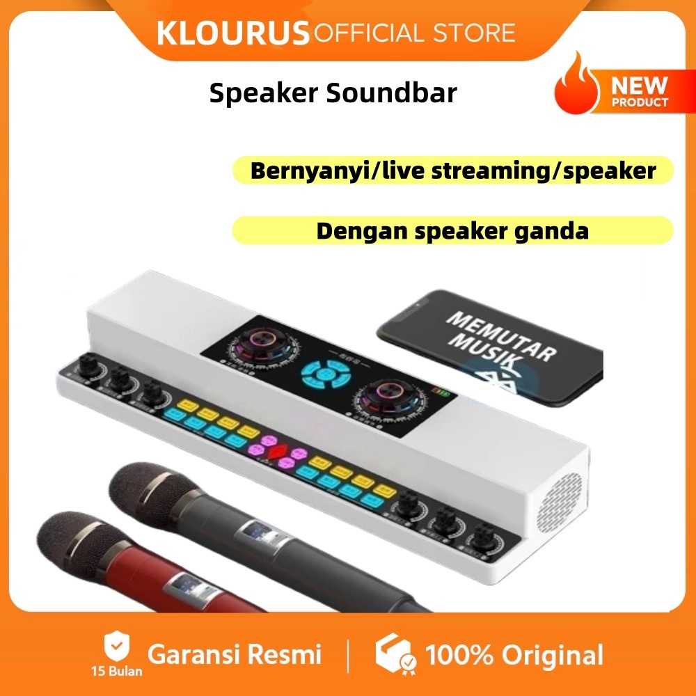 ​​KLOURUS Speaker Soundbar S5H + RGB 1200mAh, Surround Sound 10W Subwoofer Stereo Bass Max Bluetooth