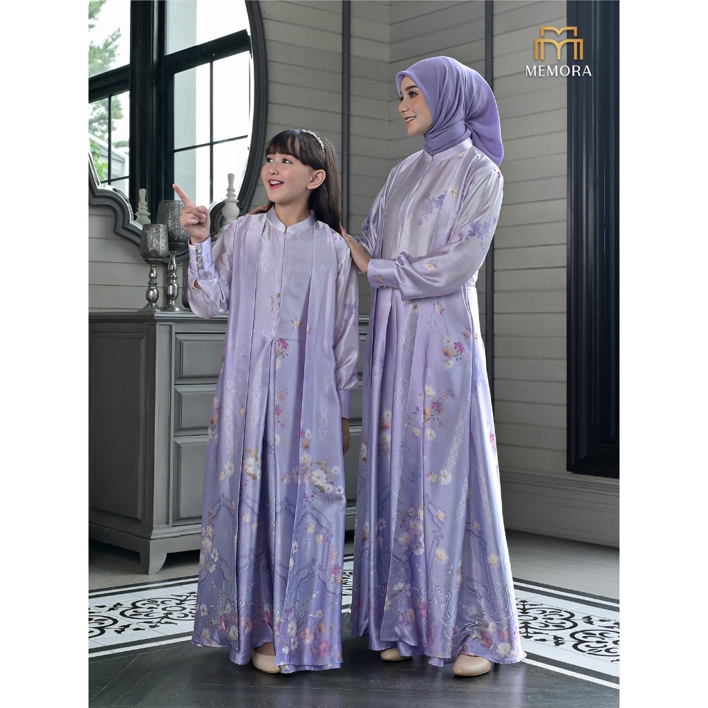 Gamis Couple Ibu Anak Kondangan Terbaru 2026 Series ASMARANI LILAC By Memora - Dress Couple Ibu Anak
