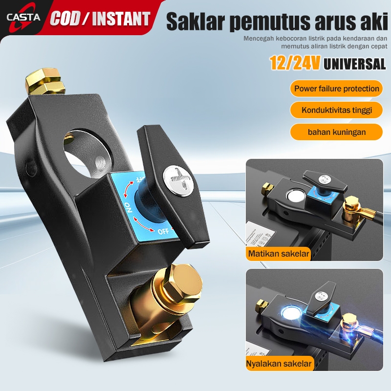CASTA Saklar Pemutus Aki Universal 12V-24V, Tembaga Murni, Cocok Untuk Mobil Kecil, Truk Besar, Dan 