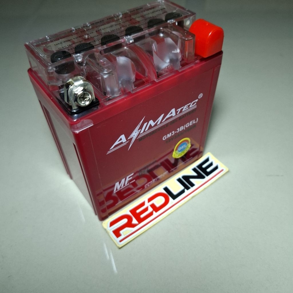 REDLINE- ACCU AKI KERING GELL GM3-3B KERING MF ACCU KETING RX KING SATRIA 2 TAK NINJA AZIMATEC JAPAN