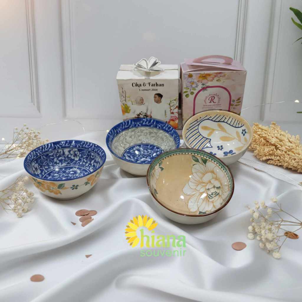 Hampers Mangkok Korea Keramik Bohemia Premium Set Isi 1,2,4