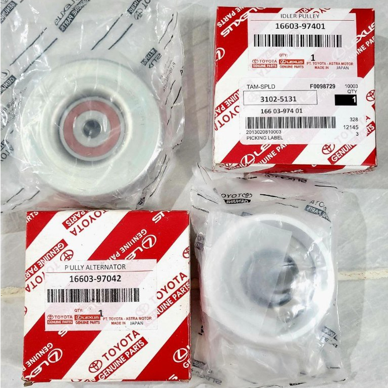 1 Set Sepaket Idler Pulley Fan Belt Timing Belt AC dan Pully Alternator Pulley Dinamo Ampere Toyota 