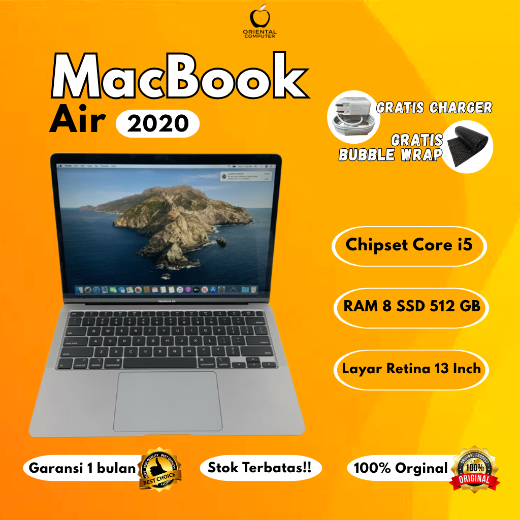 Laptop Apple MacBook Air 2020 i5 8/512GB SSD 13 Inch Retina Second Bergaransi