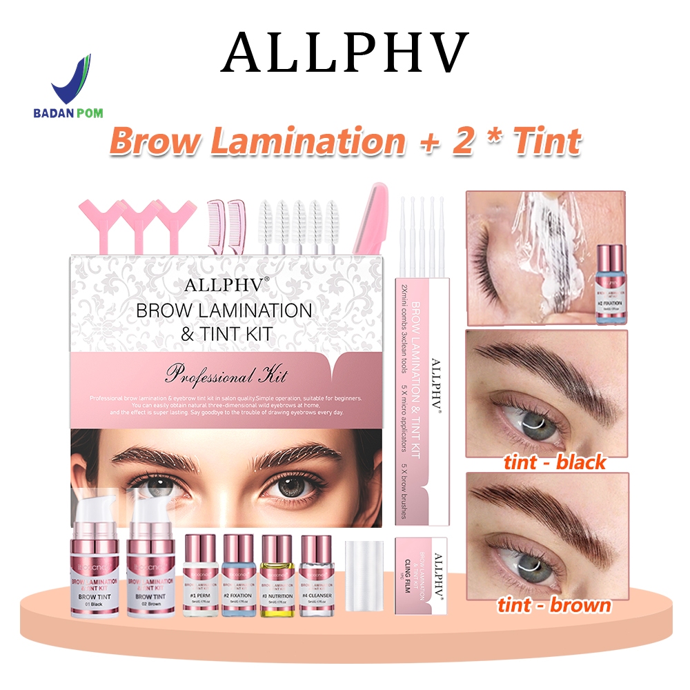 ALLPHV Brow Lamination & Tint Kit - Brow lift /Brow Bomber Kit - Tint Hitam Dan Coklat