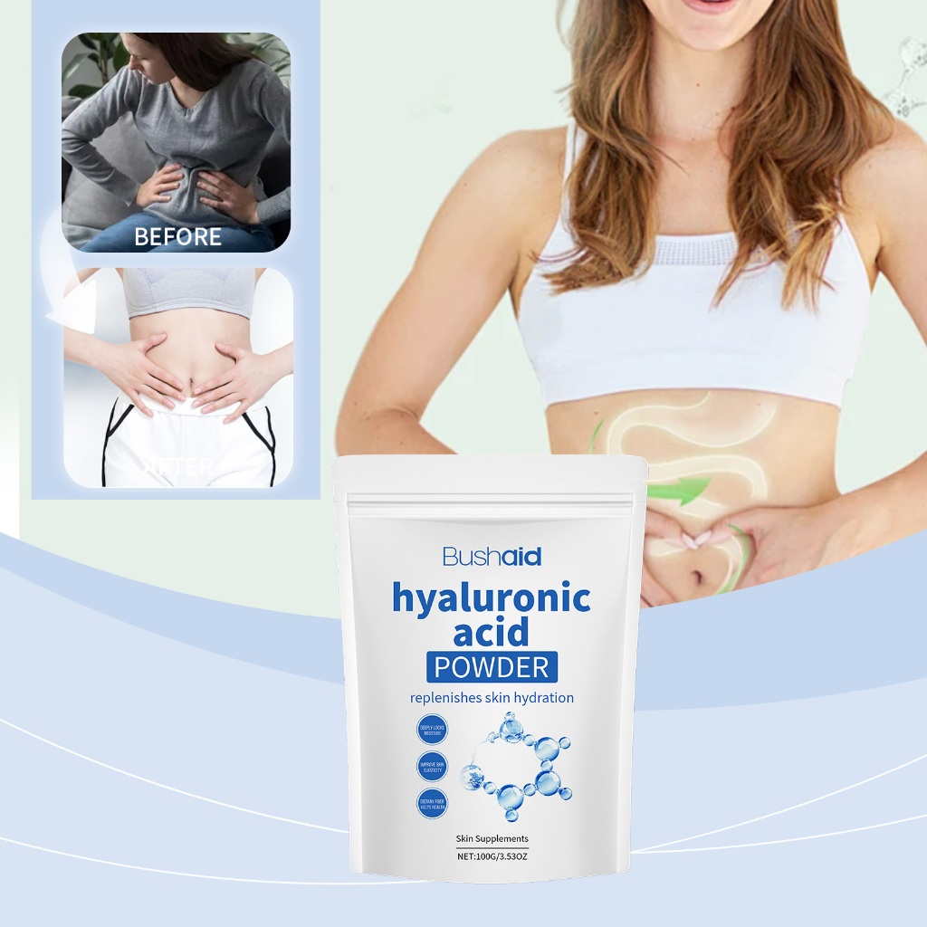 BUSHAID Hyaluronic Acid Powder 100g Bubuk Protein Asam Hialuronat Dua-in-Satu Bubuk Kacang Merah Sus