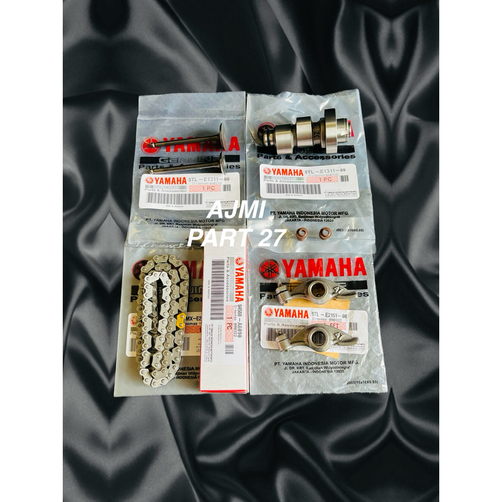 Paket 5 Aitem Noken As 5TL+Platuk+Klep set+Rantai keteng+Sil klep Yamaha Mio lama,Mio Sporty,Mio Smi
