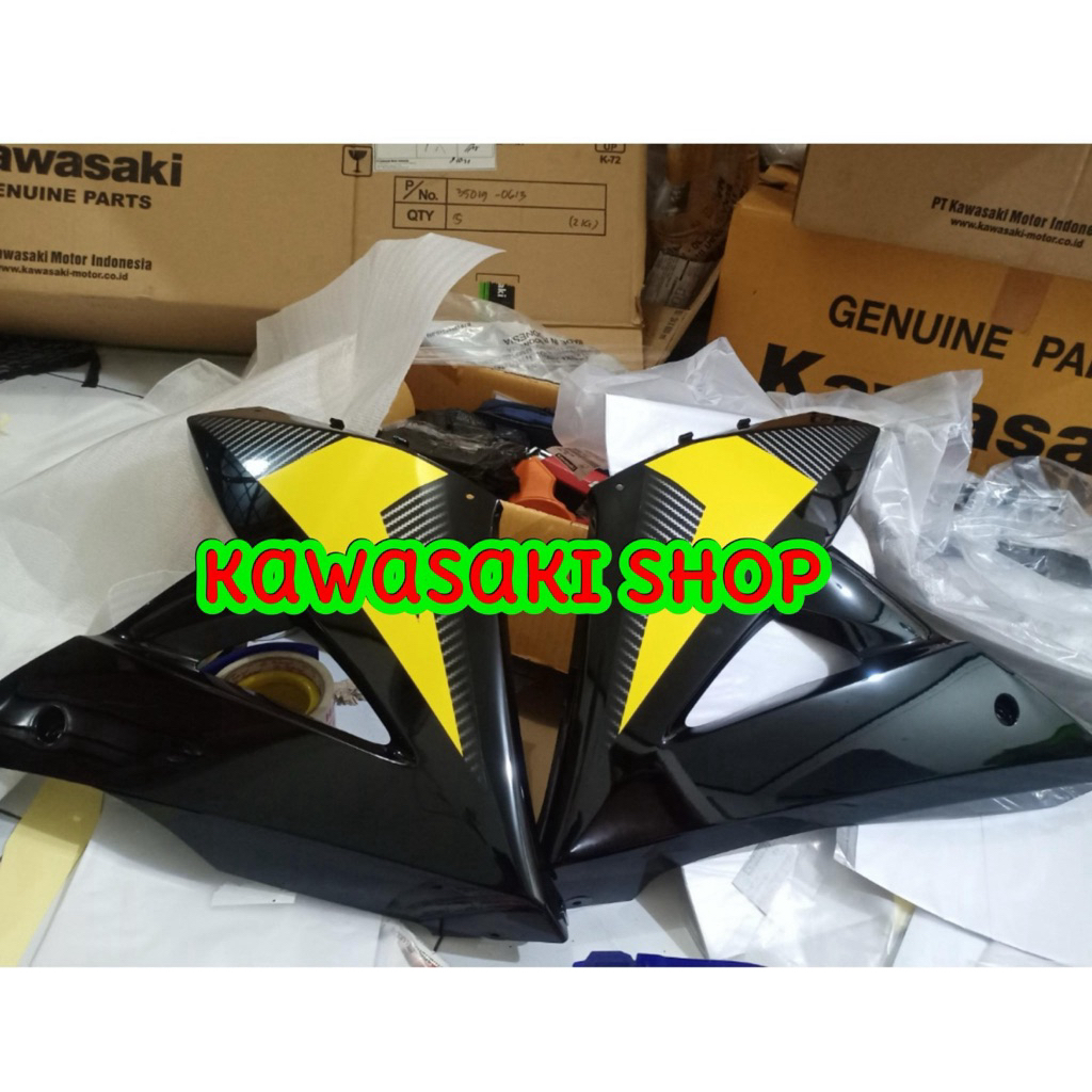 Fairing bawah sayap bawah ninja rr new kuning hitam stiker kuning original
