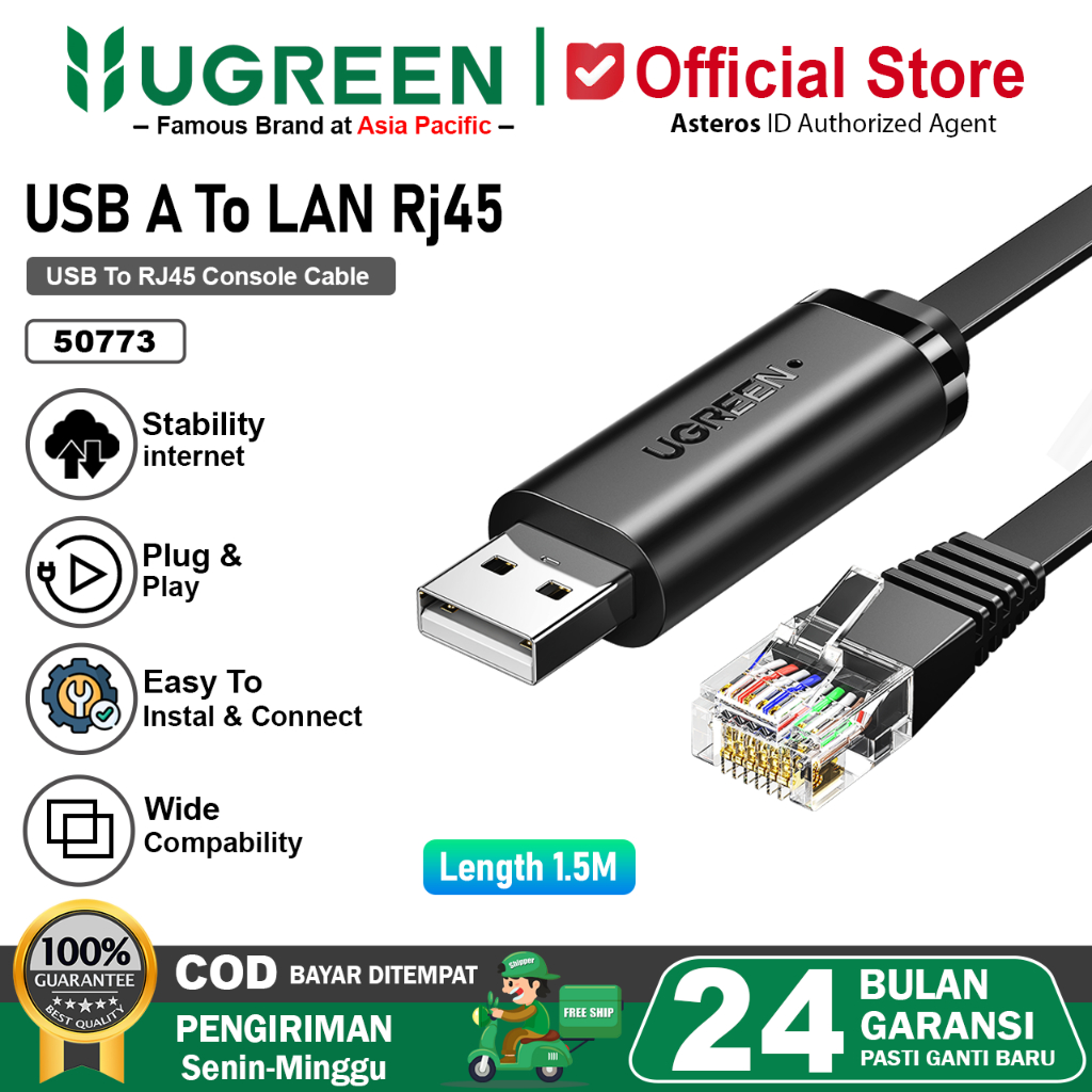 UGREEN LAN Ethernet to USB RJ45 Console Flat Kabel 50773
