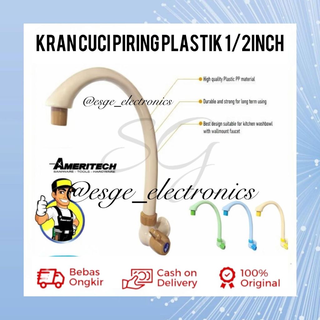 ORIGINAL KRAN BAK CUCI PIRING AMERITECH KRAN DAPUR PVC PLASTIK MURAH KUALITAS BAGUS