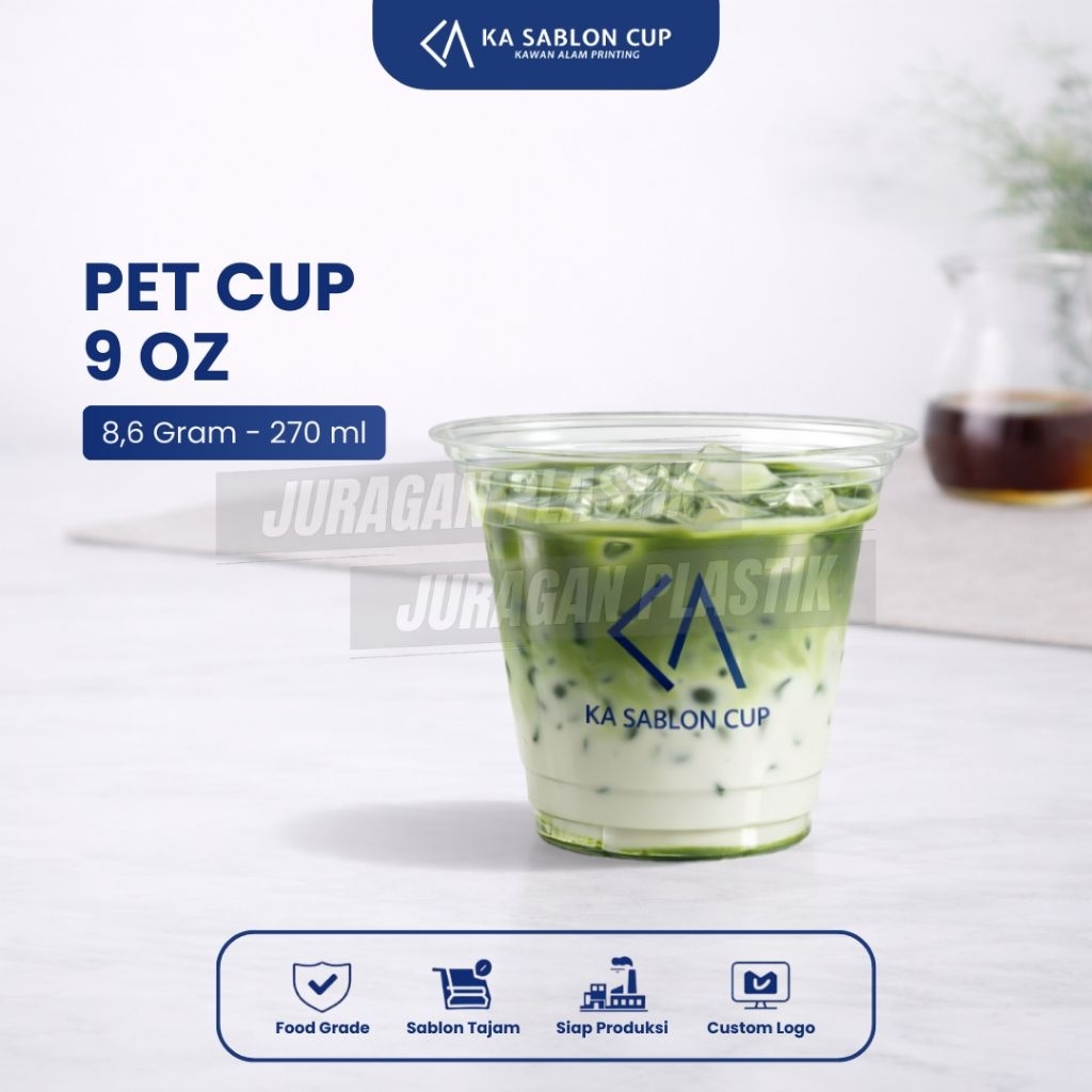 PET CUP 9OZ  (Cup Plastik / Gelas Plastik) Bahan Tebal