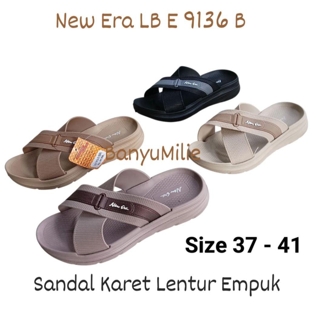 New Era LB E 9136 Sandal Karet Wanita Silang Sandal Jepit