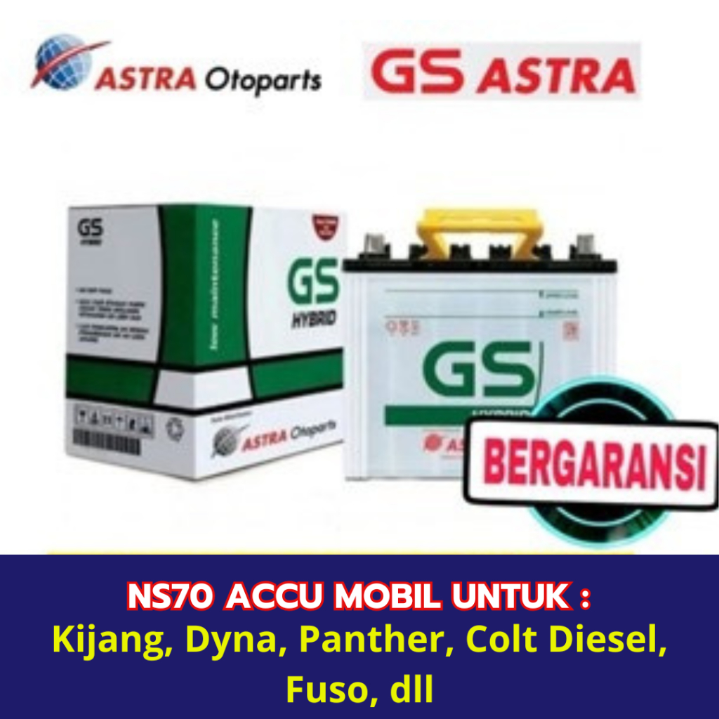 Aki Mobil GS Astra NS70 Aki Basah untuk mobil Kijang, Dyna, Panther, Colt Diesel, Fuso, dll