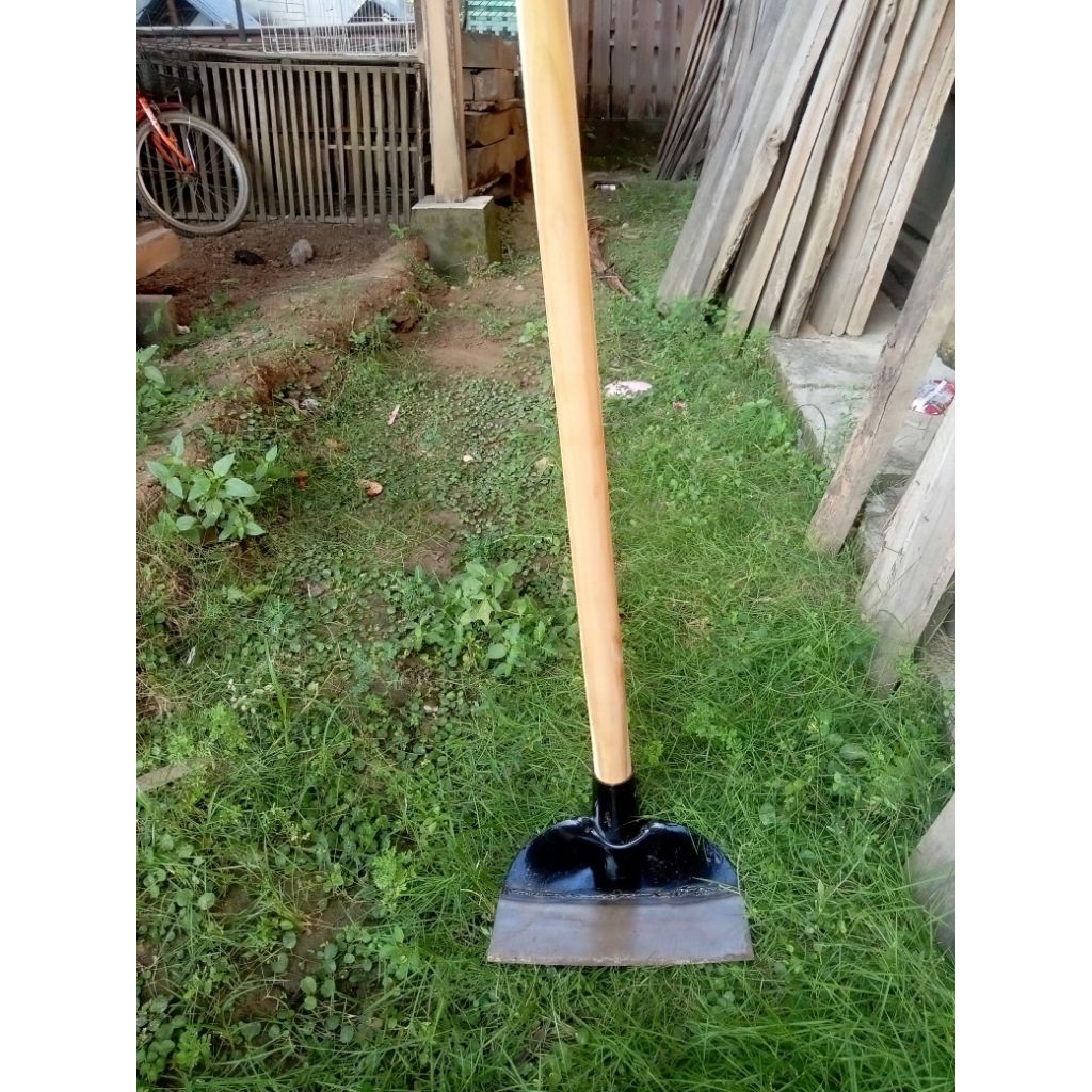 cangkul gulma plus gagang gali tanah baja asli siap pakai