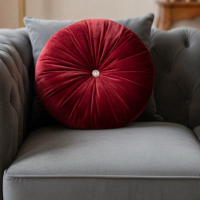 bantal sofa estetik bulat kancing permata/bantal labu/bantal roundpillow aestetik