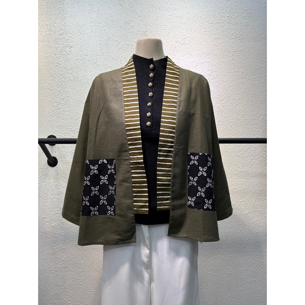 Frawlin Kana Top - Outer Batik Kimono Blazer - Atasan Wanita Lengan Panjang
