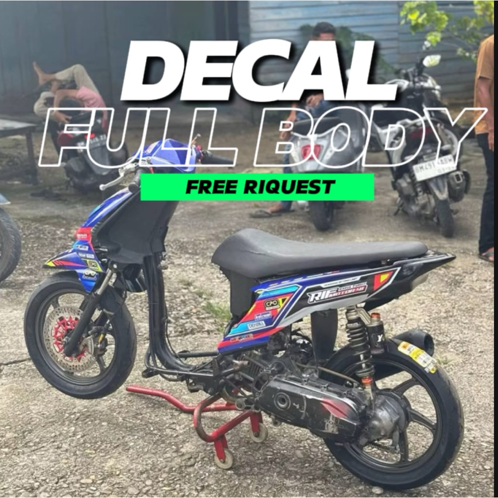 Decal Striping Stiker Sticker Full Body Motor Honda Beat Karbu Carbu Body Buta Standar Tebal Glosy D