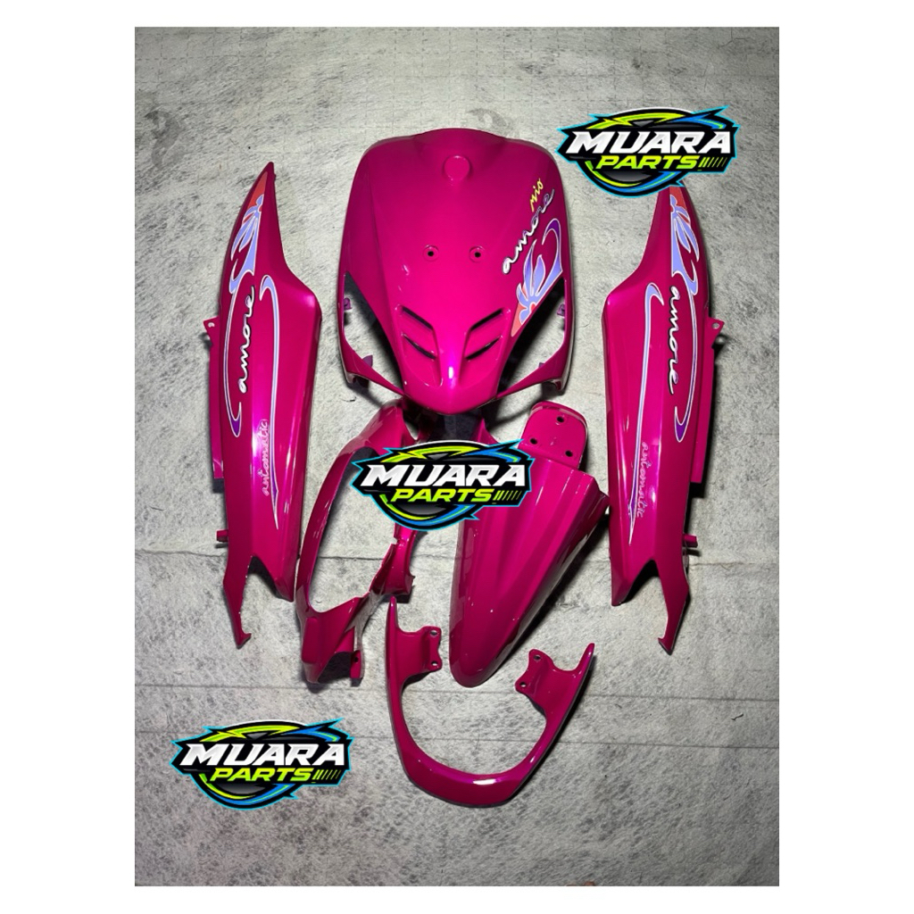 cover fullset bodi halus mio sporty warna pink panta plus strip amore transparan dan behel
