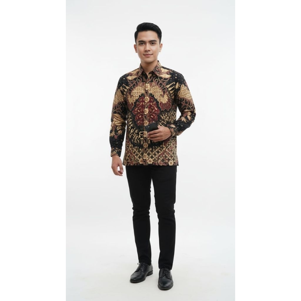 House Of Batik Solo GANDARU MERAH - [BATIK PREMIUM] Kemeja Batik Pria Premium | Batik Kantor Pria El