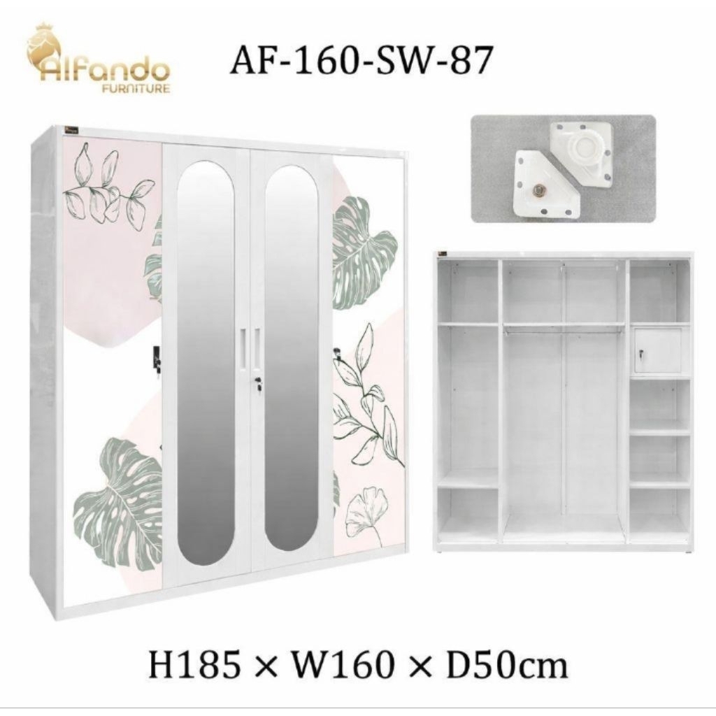 Lemari Pakaian Plat Besi 4 Pintu Buka Tutup