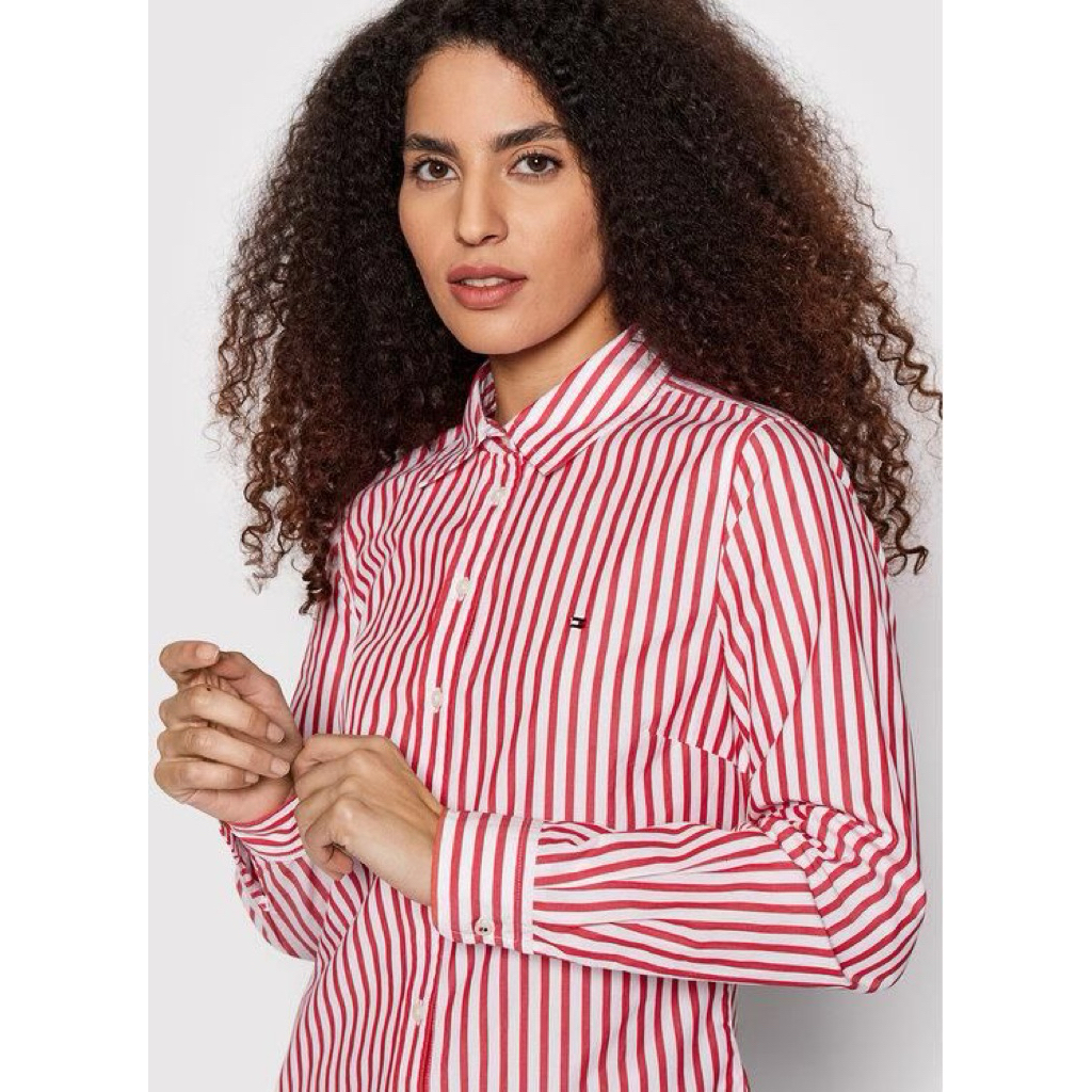 Tommy Hilfiger Women Stripe Shirt in Red / Kemeja Wanita Salur Tommy Hilfiger