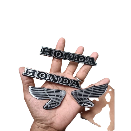 emblem tangki cb100 almunium/hitam dan gold/logo tangki cb100