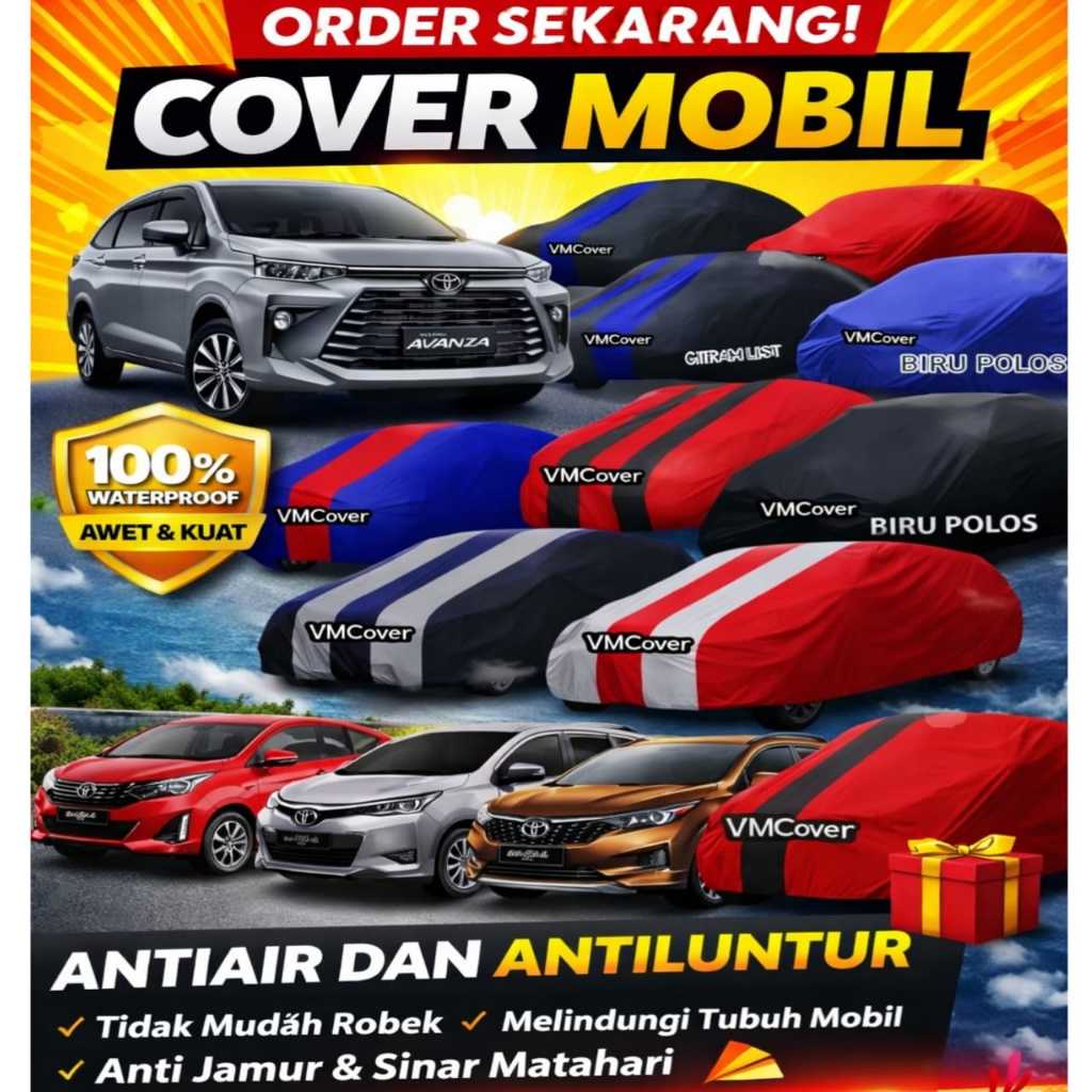 Cover Mobil Avanza Xenia Calya Sigra Agya Ayla Jazz Ertiga Yaris Dengan Sistem Clock Ban Full Karet