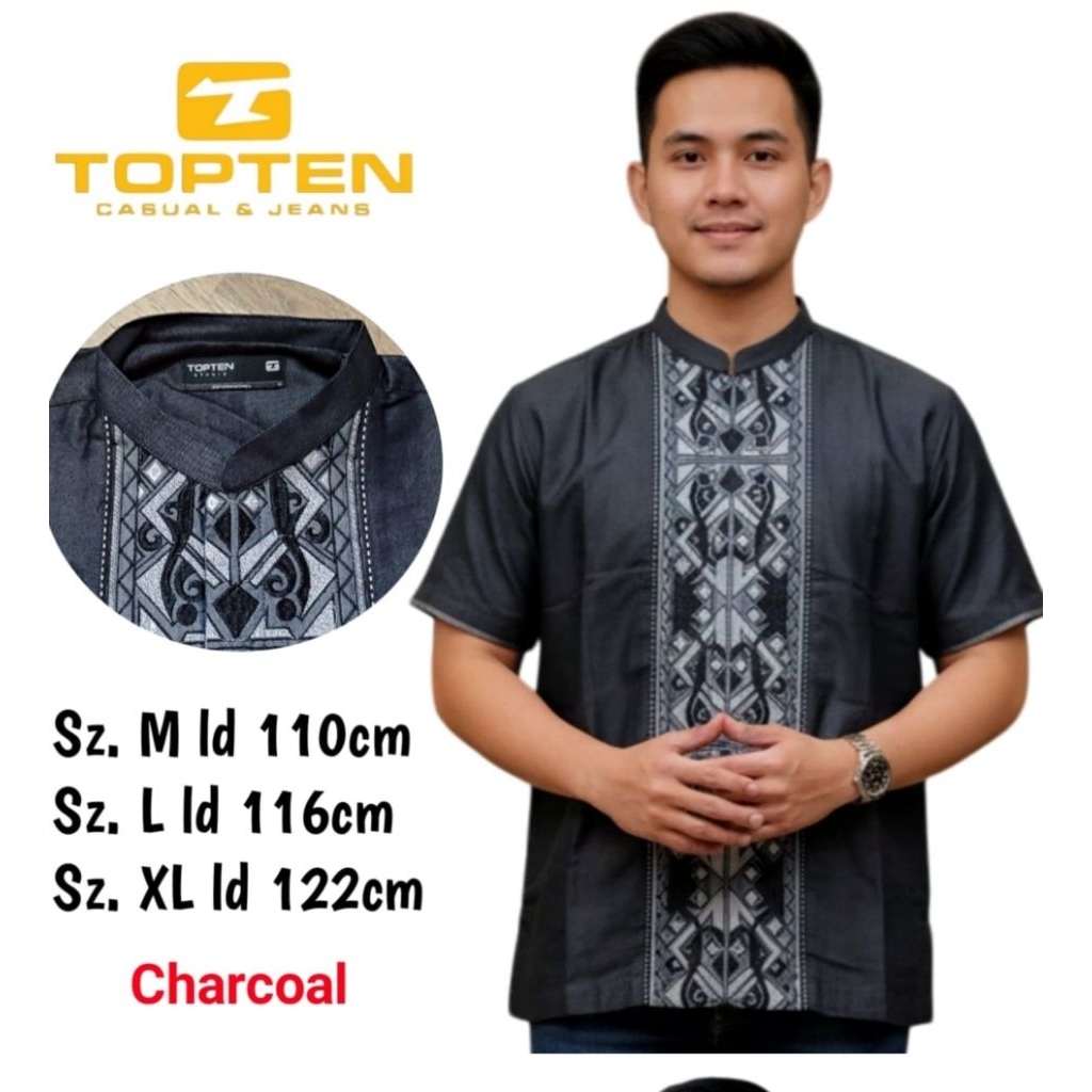 Baju Koko Topten Bordir Lengan Pendek