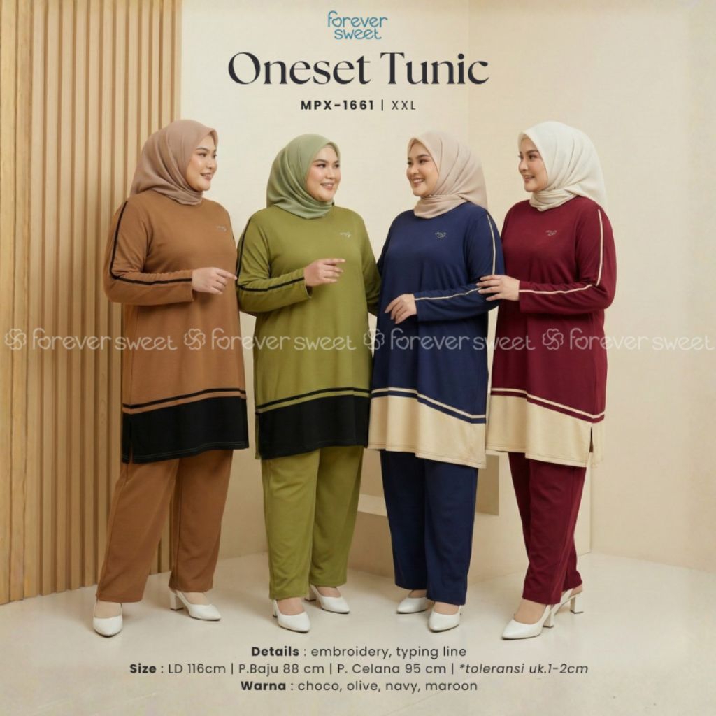 FOREVER SWEET SETELAN TUNIK WANITA UKURAN JUMBO BAHAN KAOS