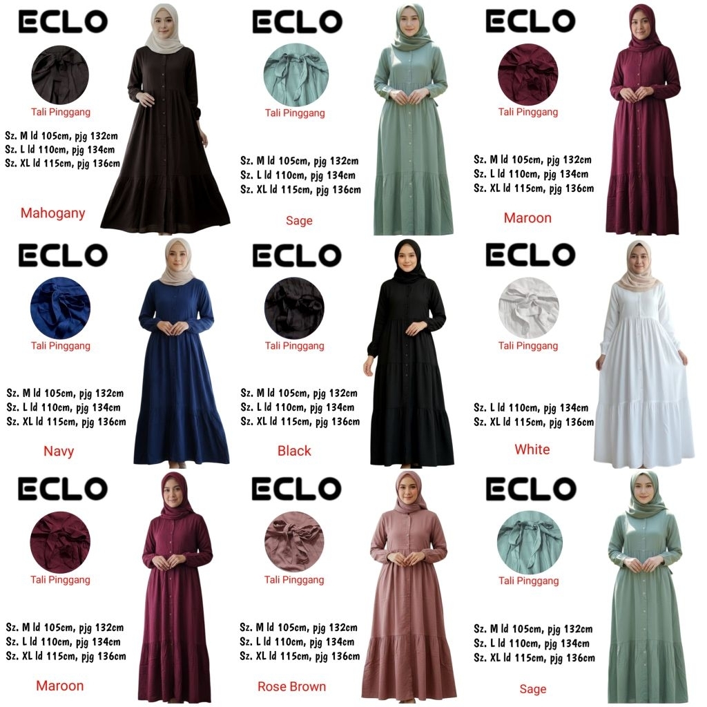 Gamis Eclo Bahan Katun Rayon