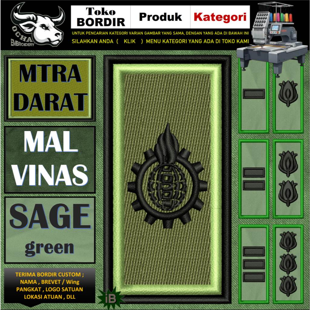 CPL PAL - PERALATAN PATCH BORDIR brevet custom TNI TANDA PANGKAT LETDA LETTU KAPTEN MAYOR LETKOL KOL