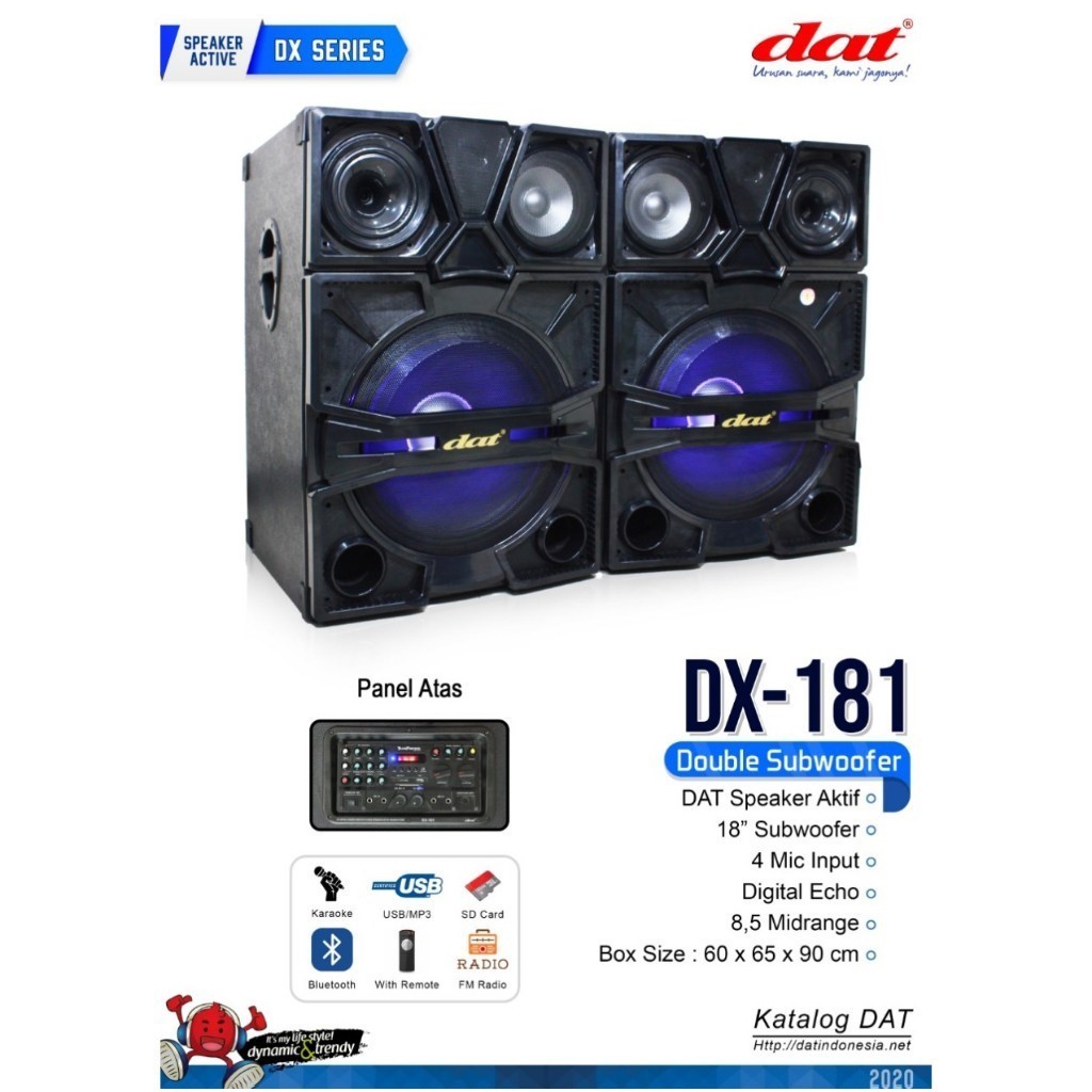 SPEAKER AKTIF PASIF DAT DX181 SUDAH BLUETOOTH BASS WOFFER 18INCH ORIGINAL DX-181