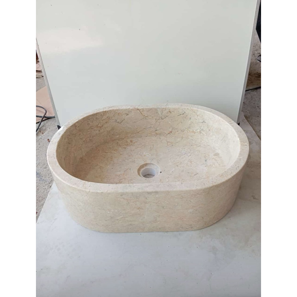 Wastafel Batu Marmer Oval