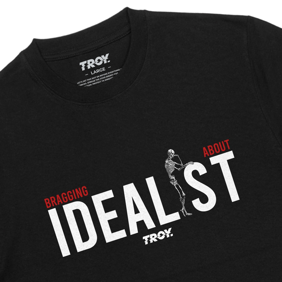 Troy Company Tshirt Black Idealist - Kaos Lengan Pendek Kaos Hitam MTD 3529