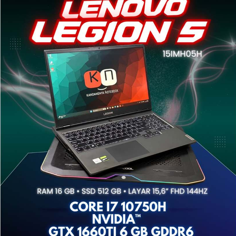Lenovo Legion 5 15IMH05H i7 10750H Nvidia GTX1660Ti 6GB Ram 16GB/ 1TB Layar 144hz